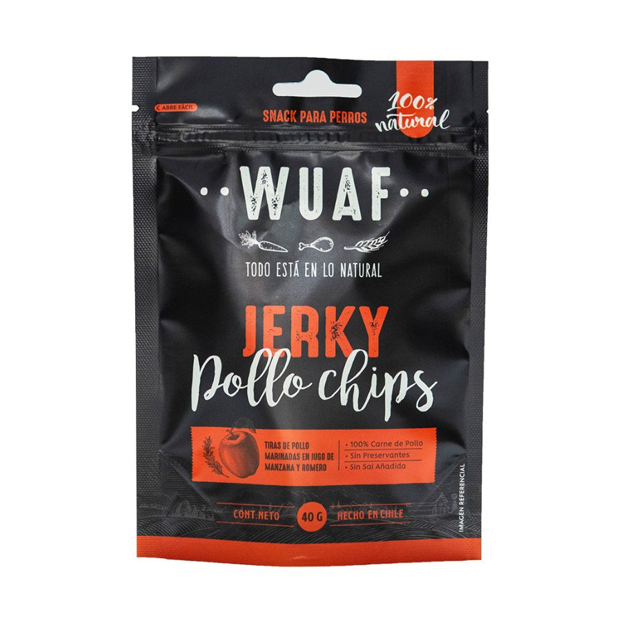 Wuaf jerky pollo chips snack para perros